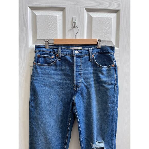 Levi’s Wedgie Straight Button Fly Busted Knee Jeans Size 32x27 Style 349640151 - Picture 4 of 10